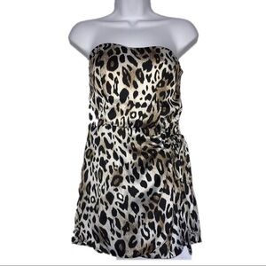 2/$20 Max Rave Strapless Animal Leopard Print Romper S